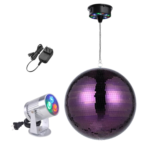 Yescom 16" Large Disco Ball with Motor and Light 6RPM Rotator & 3W RGB Spotlight for 70s 80s Party DJ Bands Club Event Studio Purple