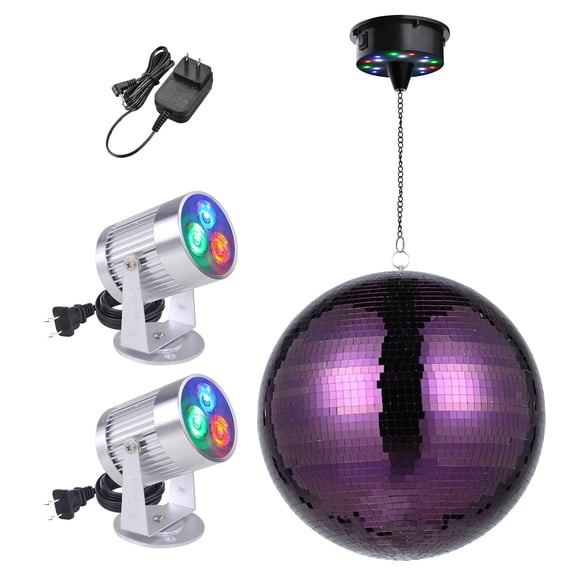 Yescom 16 Large Disco Mirror Ball 2 RGB Spotlights Rotating Motor Kit Party Club