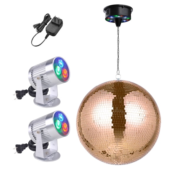 Yescom 16 Large Mirror Ball 2 LED Spotlights Rotating Motor Kit Party Club