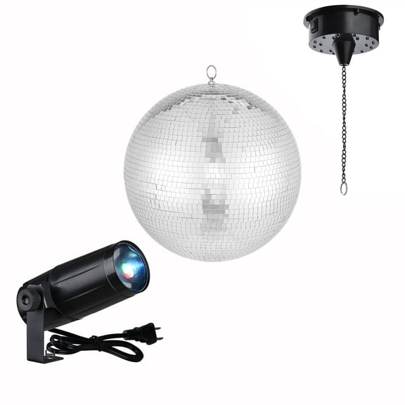Yescom 16" Large Mirror Disco Ball with Motor & 8 Pinspot LED Light Event Stage