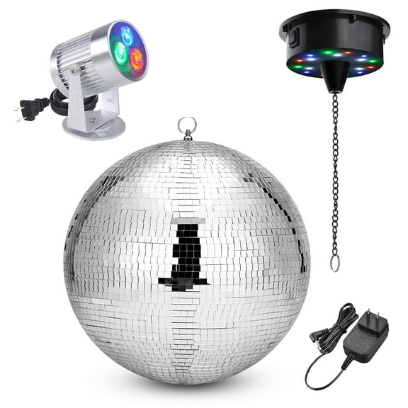 Yescom 16" Large Disco Ball with Motor and Light 6RPM Rotator & 3W RGB Spotlight for 70s 80s Party DJ Bands Club Studio Event