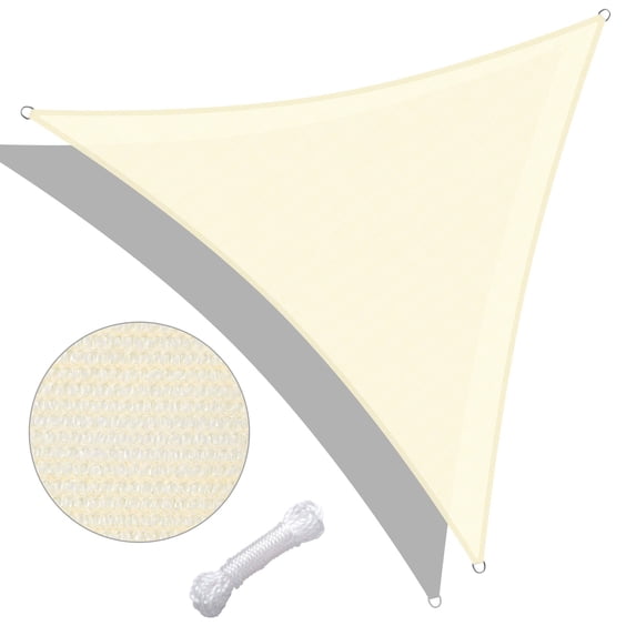 Yescom 16Ft 97% UV Block Triangle Sun Shade Sail Outdoor Patio Pool Garden Yard Lawn Carport Awning Canopy Off White