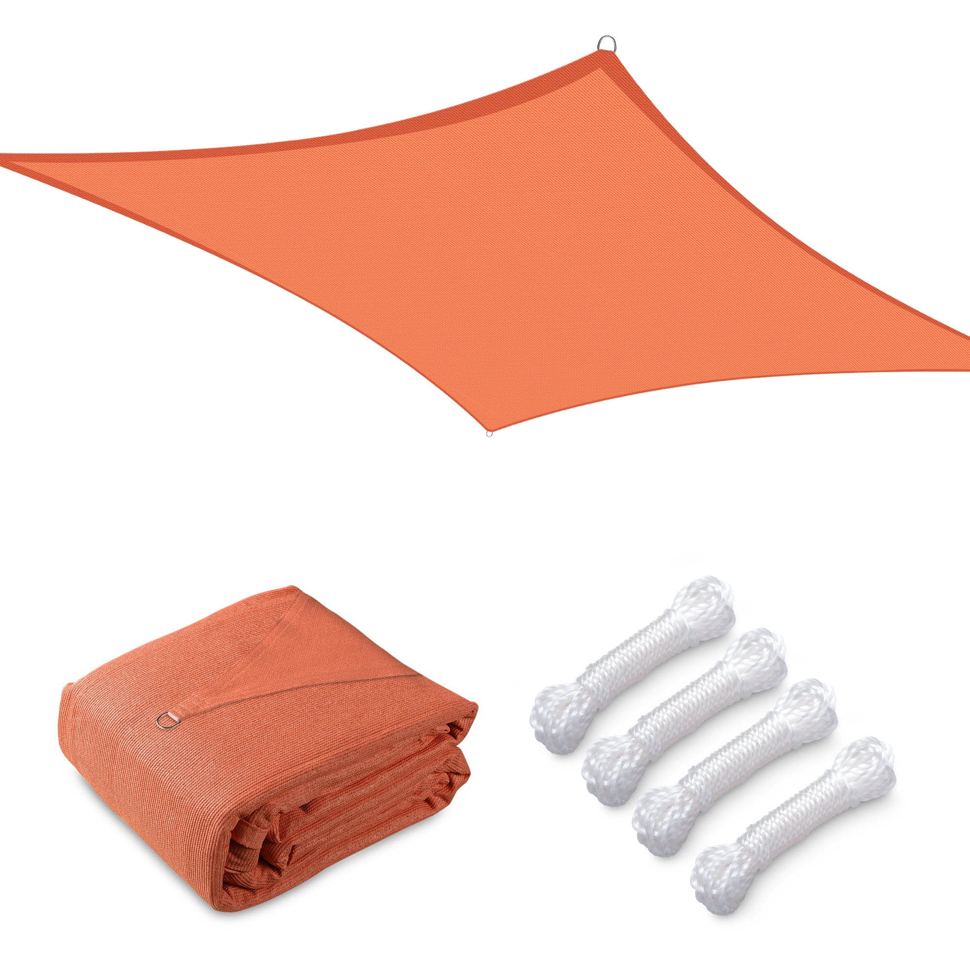 Bright Orange 16x16FT Square Sun Shade Sail with HDPE Material