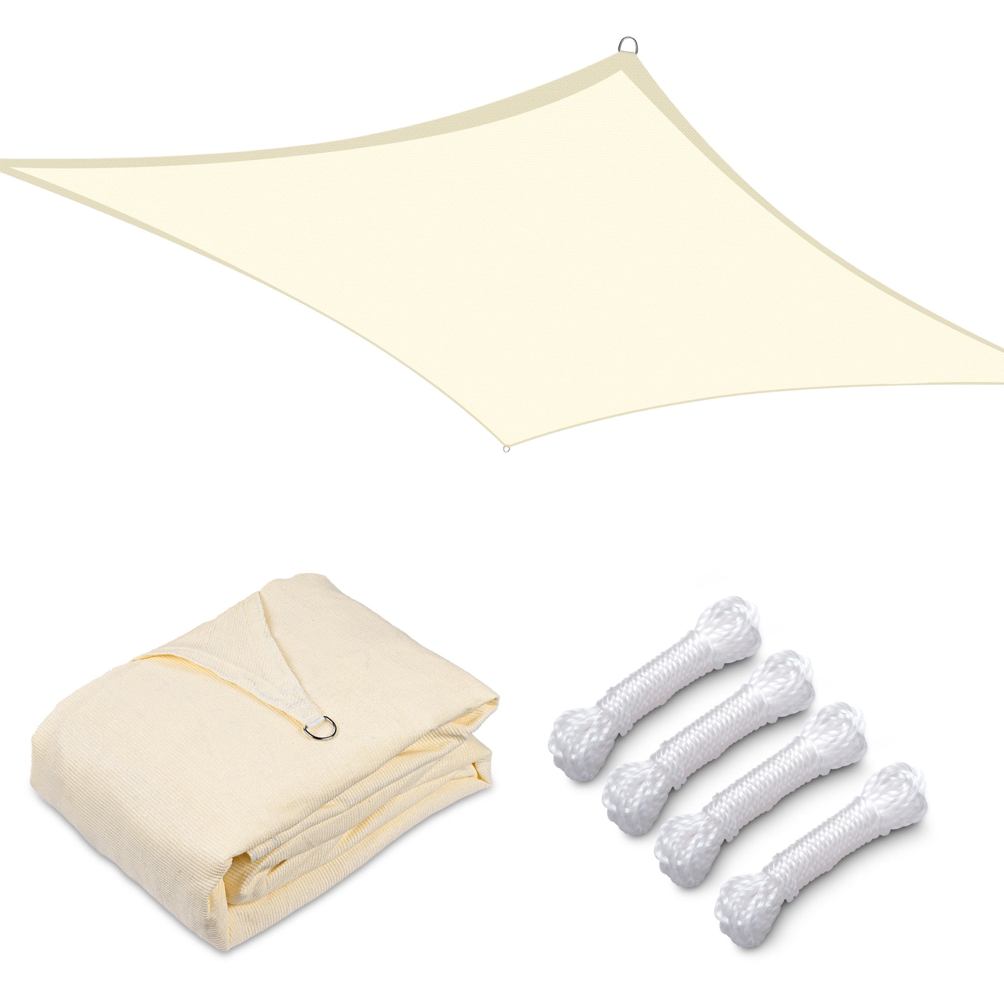 Off-White HDPE Square Sun Shade Sail for Patio, 16x16ft