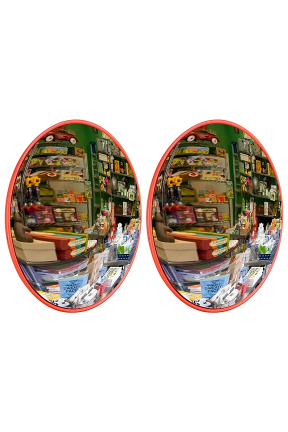 18" Convex Safety Traffic Mirror Outdoor/ Indoor Driveway & Security Wide Angle Mirror, 2 Pcs Dome Blind Spot Mirror for Wall, Office, Parking Garage & Room
