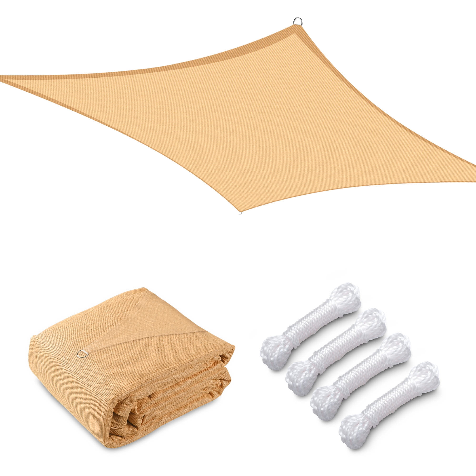 Ivory 18x18 Ft Square Sun Shade Sail Canopy for Patio