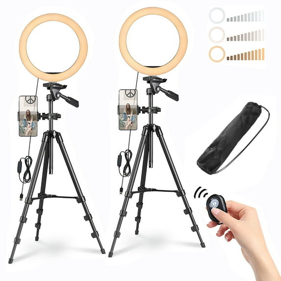 Yescom 2 Pack 10" LED Ring Light Dimmable Tripod Stand Phone Holder Photo Video Makeup