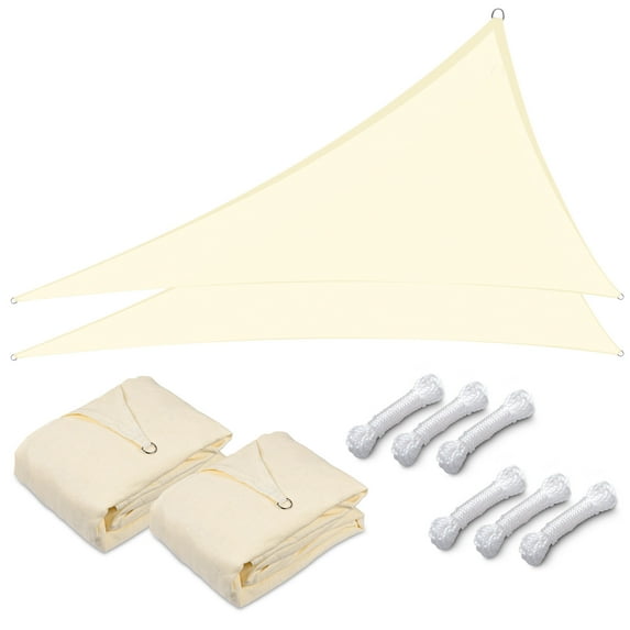 Yescom 2 Pack 16 Ft 97% UV Block Triangle Sun Shade Sail Canopy Outdoor Patio Garden