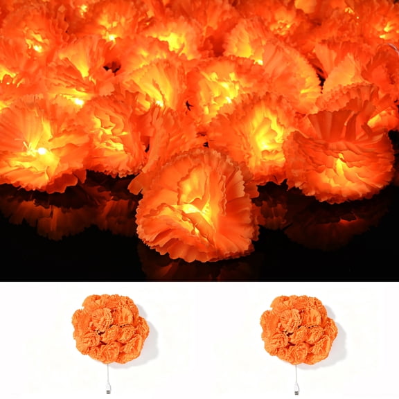 Yescom 2PC 20FT 40 LED Marigold String Lights USB Halloween Day of Dead Decor
