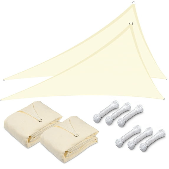 Yescom 2 Pack 22Ft Triangle Sun Shade Sail UV Block Commercial Carpark Pool Camping Playground Outdoor Off White