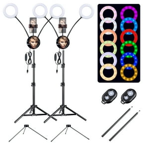 Yescom 2 Pack 7" RGB Dual LED Ring Light Stand Mirror Phone Holder Makeup Selfie Vlog