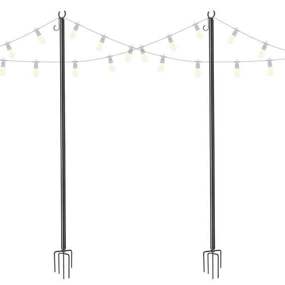 Yescom 2 Packs 10 Ft String Light Pole with Side Hooks for Hanging String Lights Metal Pole Aluminum Patio Backyard Party Decoration