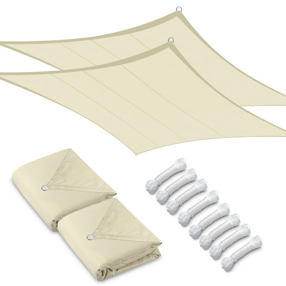 Yescom 2 Packs 16'x16' 97% UV Block Square Sun Shade Sail Beige Top Canopy Outdoor Patio Pool Garden