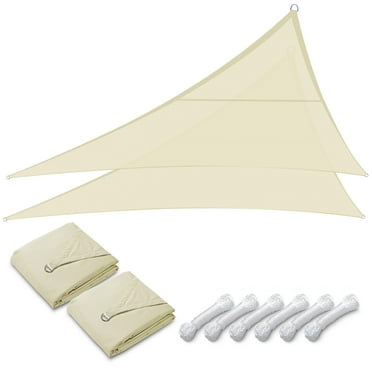 Yescom 2 Packs 16'x16'x16' 97% UV Block Triangle Sun Shade Sail Beige Top Canopy Outdoor Patio Pool Garden