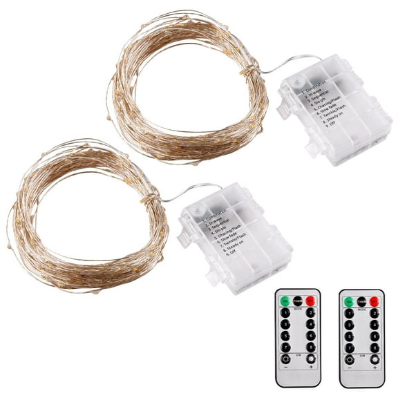 Yescom 2 Packs 66Ft LED Warm White Starry Fair String Lights 8 Modes Remote Christmas for Party Wedding Bedroom