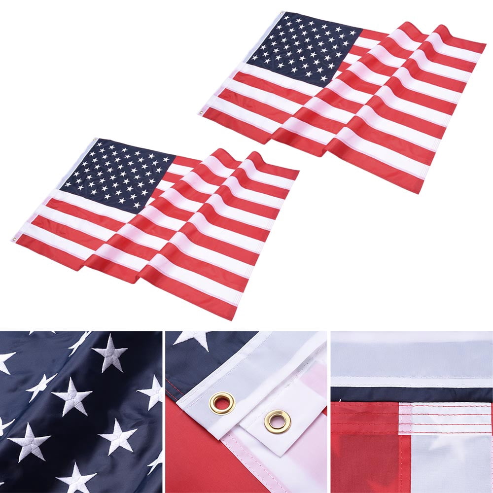 Yescom 2 Pcs 3x5 FT American Flag  210D Oxford UV Resistant Brass Grommets US Flags