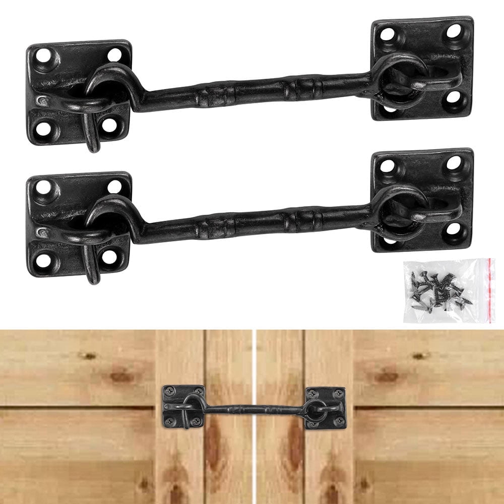 Yescom 2 Pcs 4 1/2 Sliding Barn Door Lock Latch Hook & Eye Cast Copper  Hardware for Wood Doors Window Gate Cabinet 