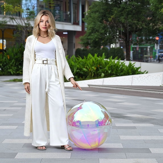 Yescom 20" Big Shiny Inflatable Mirror Ball Giant Iridescent Reusable Balloon for Large Disco Party Wedding Event Stage Decoration
