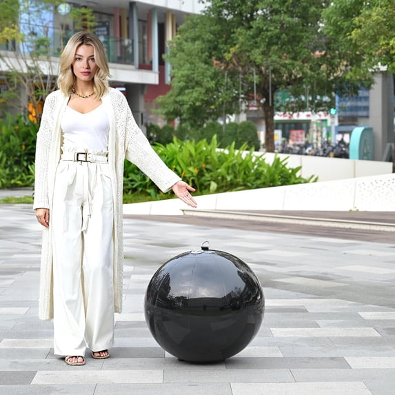 Yescom 20" Big Shiny Inflatable Mirror Ball Giant Reusable PVC Balloon for Large Disco Party Wedding Event Stage Decoration Black