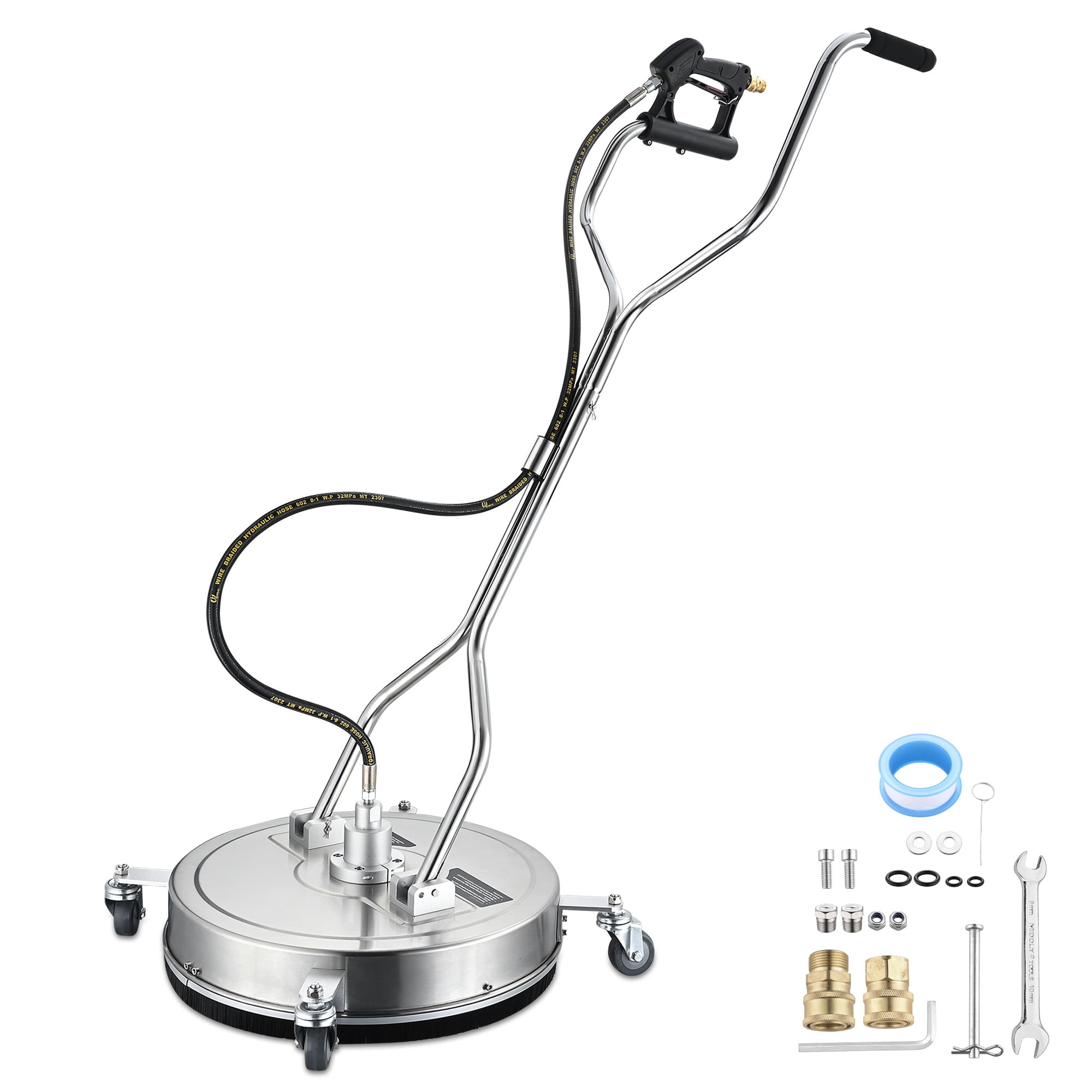 20" Pressure Washer Surface Cleaner with 4 Wheels Stainless