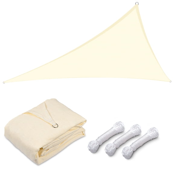 Yescom 20Ft 97% UV Block Triangle Sun Shade Sail Outdoor Patio Pool Garden Yard Lawn Carport Awning Canopy Off White