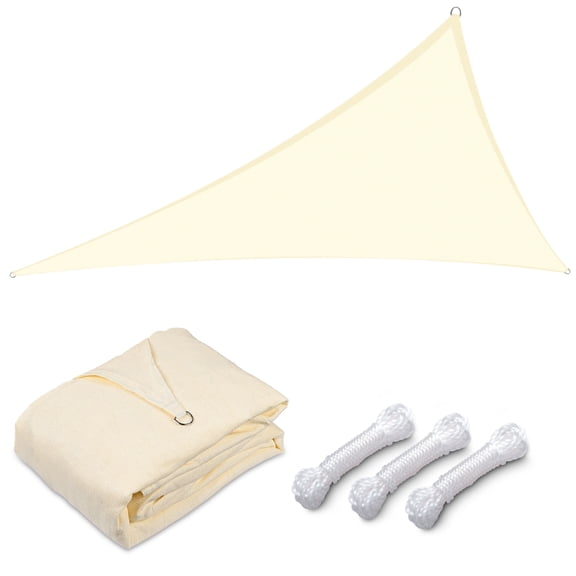 Yescom 20Ft 97% UV Block Triangle Sun Shade Sail Outdoor Patio Pool Garden Yard Lawn Carport Awning Canopy Off White