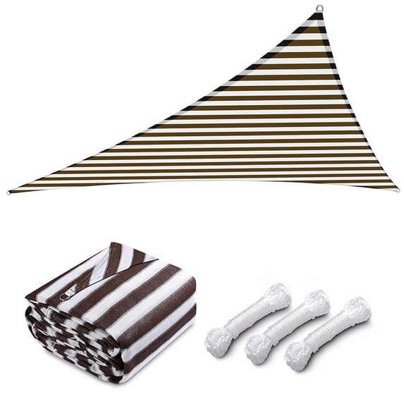 Yescom 20Ft 97% UV Block Triangle Sun Shade Sail Outdoor Patio Pool Garden Yard Lawn Carport Awning Coffee+White