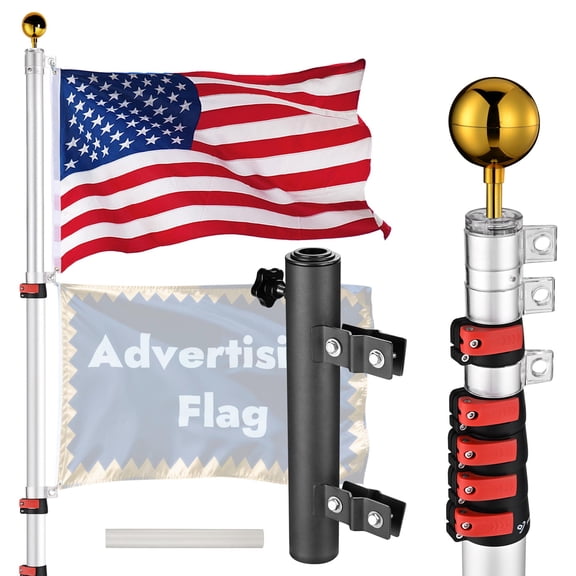 Yescom 20Ft Portable Telescoping Flag Pole with Ladder Mount for Trade Show Fair