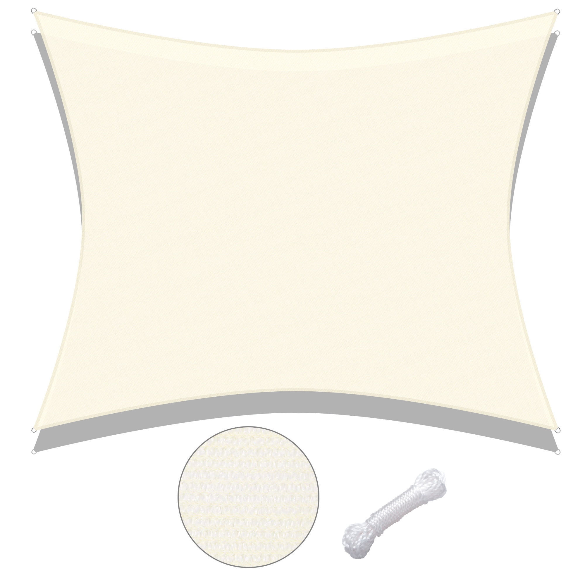 Off-White HDPE Rectangle Sun Shade Sail for Patio, 16' x 20'
