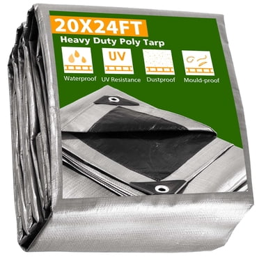 Allied 10x20 Ft Premium Silver Poly Tarp – 14 Mil Extreme Duty, Waterproof, Vinyl-347445