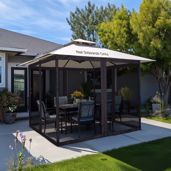 Yescom 10x12ft Gazebo Replacement Mosquito Netting Sidewall with Zipper for Patio Deck Outdoor Camping Yard Canopy Tent Pergola,Black