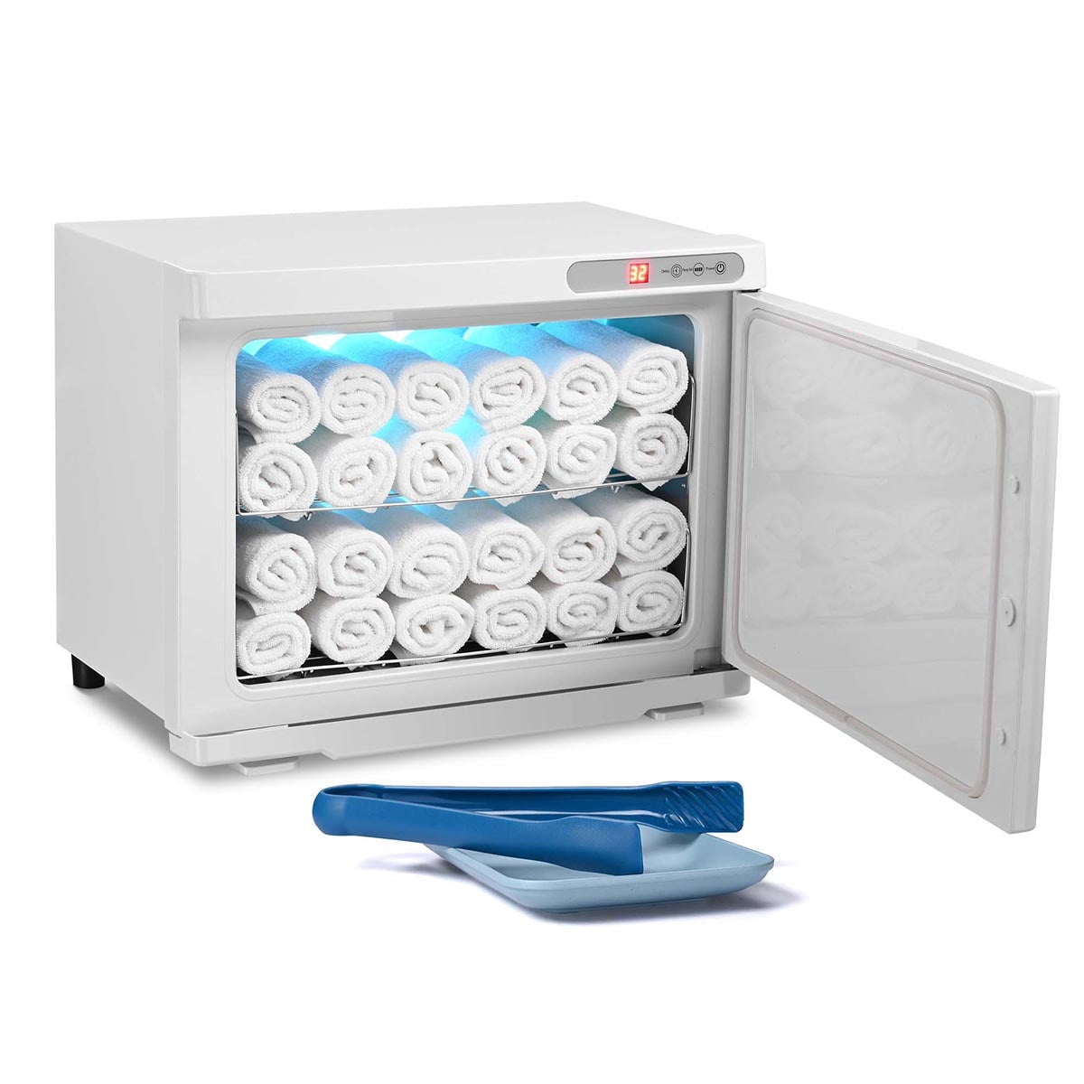 Yescom 23L Professional 2-in-1 Hot Towel Warmer & UV Sterilizer Cabinet with Dual Racks and Removable Drip Tray for Spas, Salons, and Home Use. White