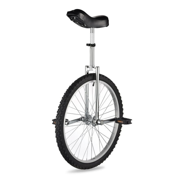 Yescom 24 In Wheel Outdoor Unicycle Adjustable Seat Anti-Skid Pedal Circus Bike for Adults Teenagers Kids, Silver