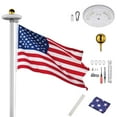 thumbnail image 1 of Yescom 25 Ft Upgraded Sectional Aluminum Flagpole 3'x5' US American Flag  with 111 LED Solar Light US Flag Yard, 1 of 11