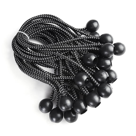 Yescom 25-Piece 8-Inch Black Elastic Ball Bungee Loop Cord Tie Down Strap Wire Fix Canopy Tarp Tent