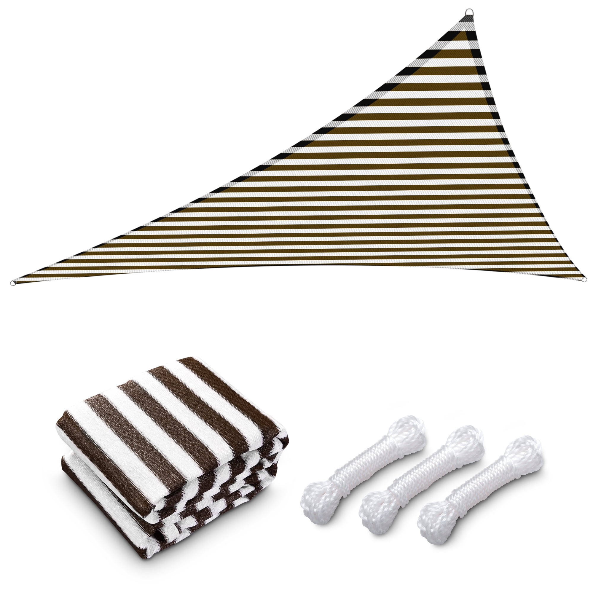 Coffee and White HDPE Triangle Sun Shade Sail for Patio