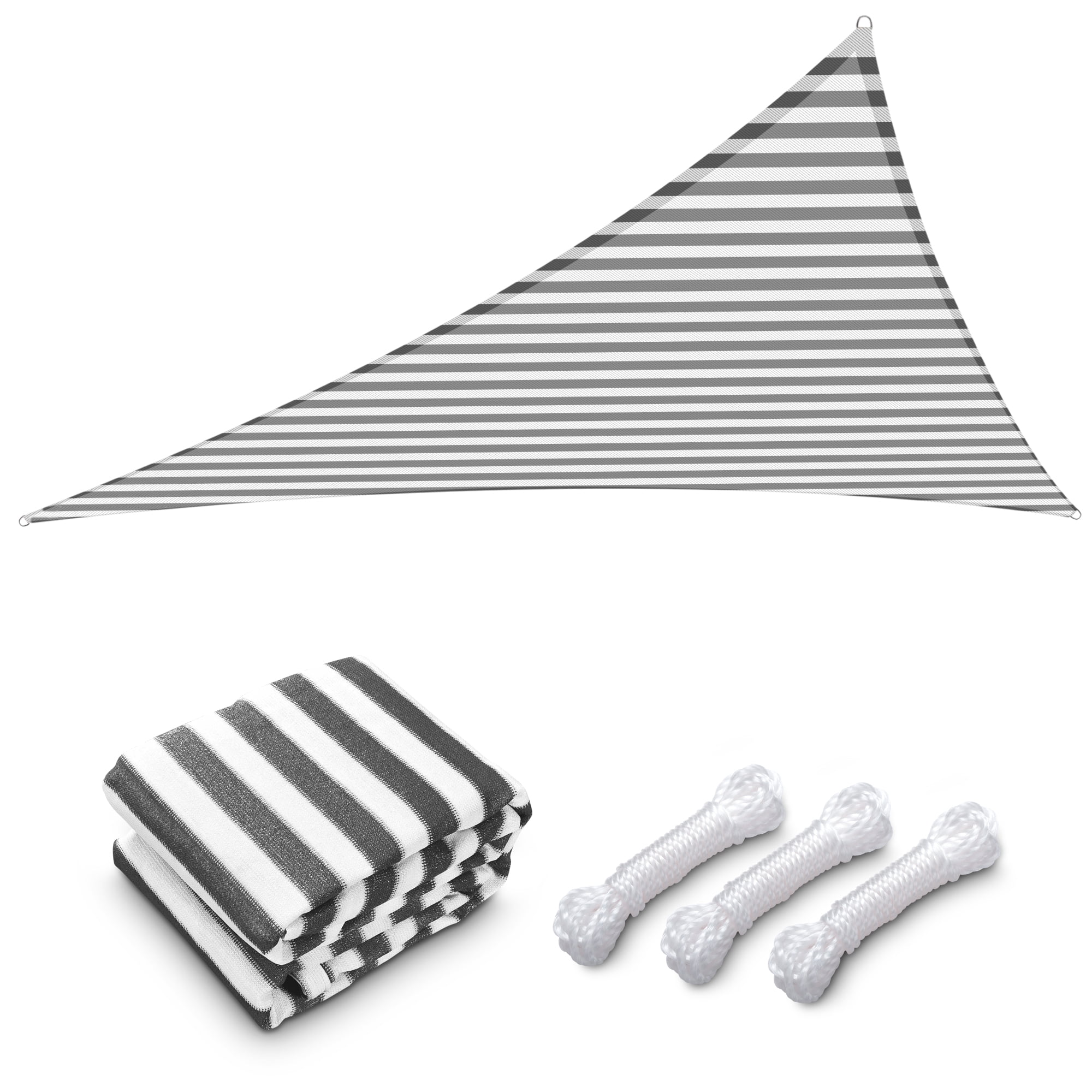 Gray and White 25ft Triangle Sun Shade Sail Canopy