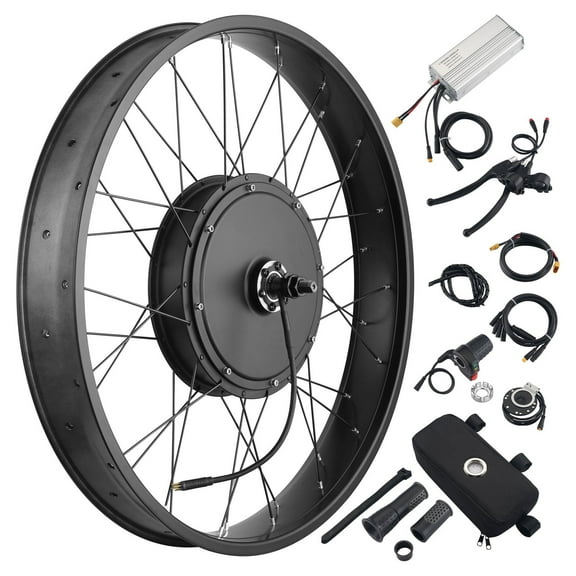 Yescom 26"x4" Fat Tire 48V Ebike Electric Front Wheel Bicycle Conversion Kit 1000W Dual Controller
