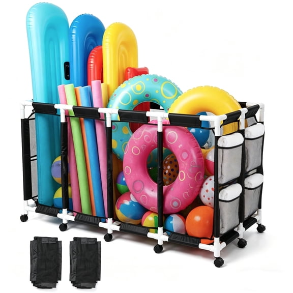 Yescom 274 Gallon Pool Float Storage Bin Black Cover Replacement Rolling Raft Noodles Cart Organizer