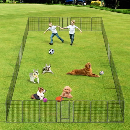 Yescom 28"x47" Metal Pet Playpen 32 Panel Dog Outdoor Exercise Fence Foldable Puppy Camping Barrier