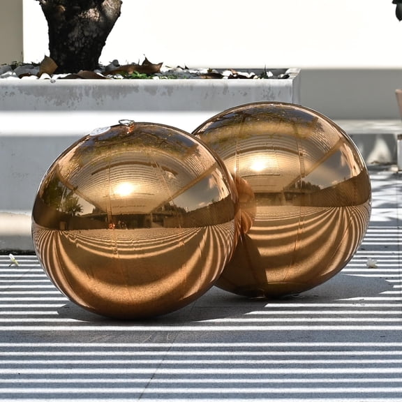 Yescom 2PCS 20" Big Shiny Inflatable Mirror Ball Set Giant Reusable PVC Hanging Balloon for Wedding Event Disco Party Concerts Gold