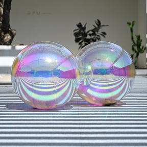 Yescom 2PCS 20" Big Shiny Inflatable Mirror Ball Set Giant Reusable PVC Hanging Balloon for Wedding Event Disco Party Concerts Iridescent