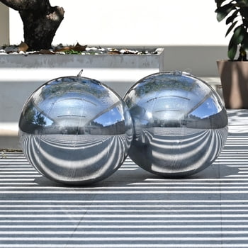 Yescom 2PCS 20" Big Shiny Inflatable Mirror Ball Set Giant Reusable PVC Hanging Balloon for Wedding Event Disco Party Concerts Silver