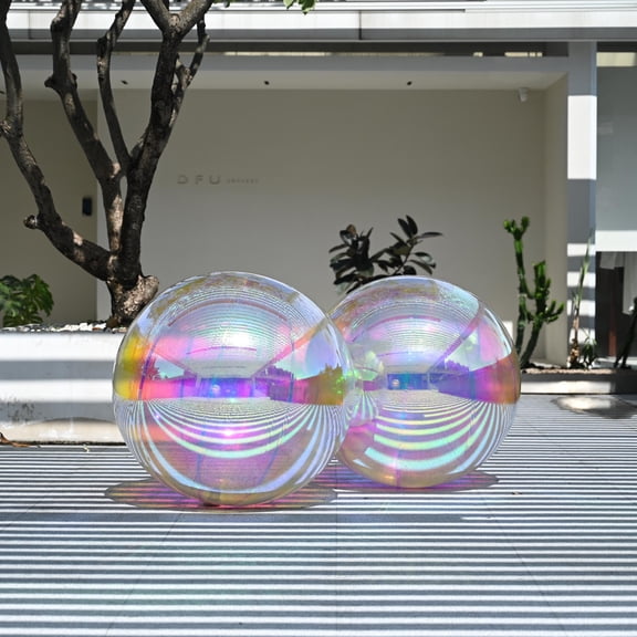 Yescom 2PCS 39" Big Shiny Inflatable Mirror Ball Set Giant Reusable PVC Hanging Balloon for Wedding Event Disco Party Concerts Iridescent