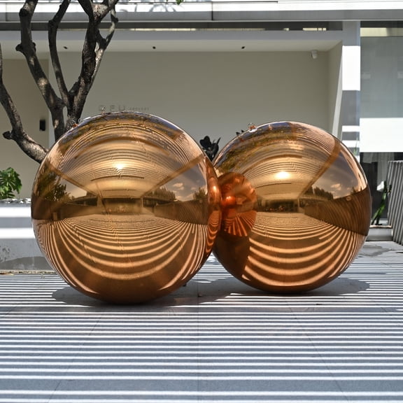 Yescom 2PCS 47" Big Shiny Inflatable Mirror Ball Set Giant Reusable PVC Hanging Balloon for Wedding Event Disco Party Concerts Gold