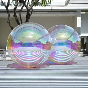 Yescom 2PCS 59" Big Shiny Inflatable Mirror Ball Set Giant Reusable PVC Hanging Balloon for Wedding Event Disco Party Concerts Iridescent