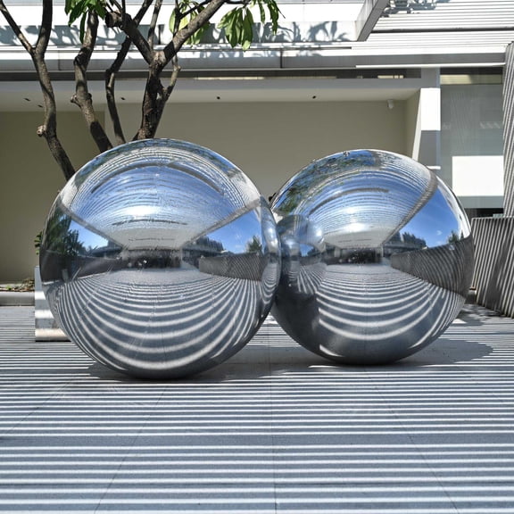 Yescom 2PCS 59" Big Shiny Inflatable Mirror Ball Set Giant Reusable PVC Hanging Balloon for Wedding Event Disco Party Concerts Silver