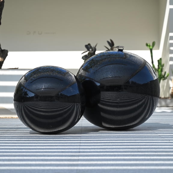 Yescom 2PCS Big Shiny Inflatable Mirror Ball Set 20" 32" Giant Reusable PVC Hanging Balloon for Party Wedding Event Concerts Stage Decor Black