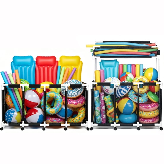 Yescom 2PCS Pool Float Storage Bins Basket for Toys Raft Noodles Rolling Cart Organizer