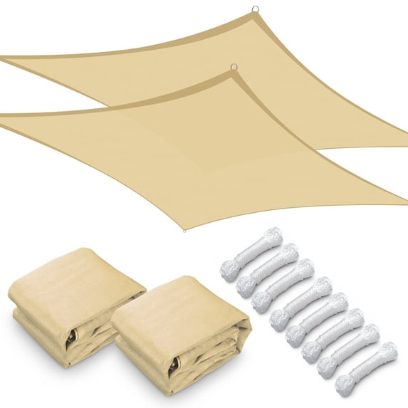 Yescom 2Pack 23x22FT Rectangle Sun Shade Sail Canopy UV Block Commercial Carpark Pool Camping Outdoor Beige